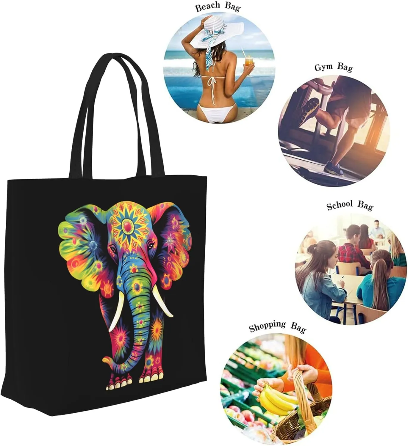 Famame Canvas Tote Bag Large Women Casual Shoulder Bag Handbag Reusable Multipurpose Shopping Grocery Bag For Outdoors…