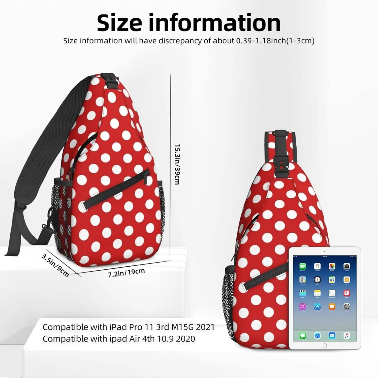 Famame Red White Polka Dot Sling Backpack Chest Bag Crossbody Shoulder Bag Gym Cycling Travel Hiking Daypack For Men Women