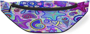 Fanny Pack for Women Men Cartoon Colorful Starfish Shell Waist Pack Crossbody Bag with Adjustable Straps for Hiking Running Walking Travel Cycling