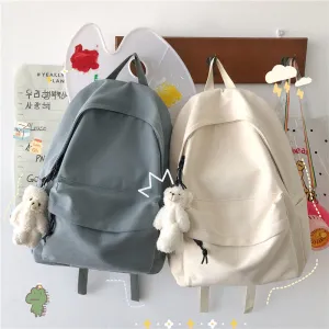 Fashion Canvas Female Korean College Solid Backpacks
