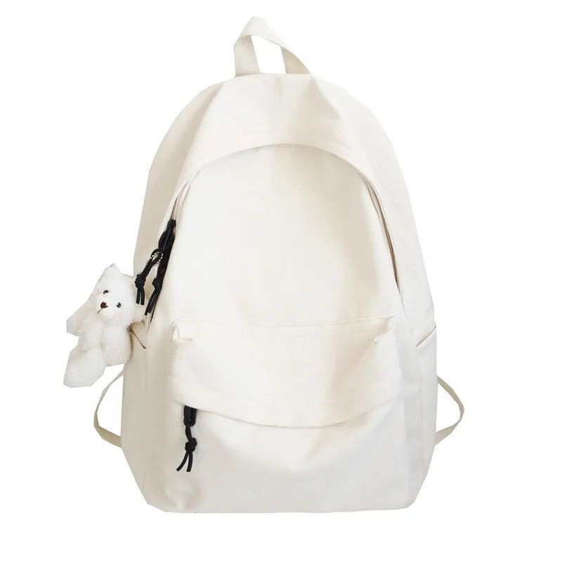 Fashion Canvas Female Korean College Solid Backpacks