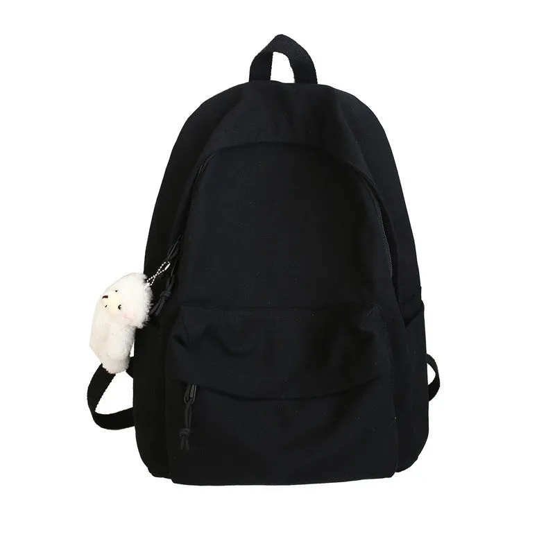 Fashion Canvas Female Korean College Solid Backpacks