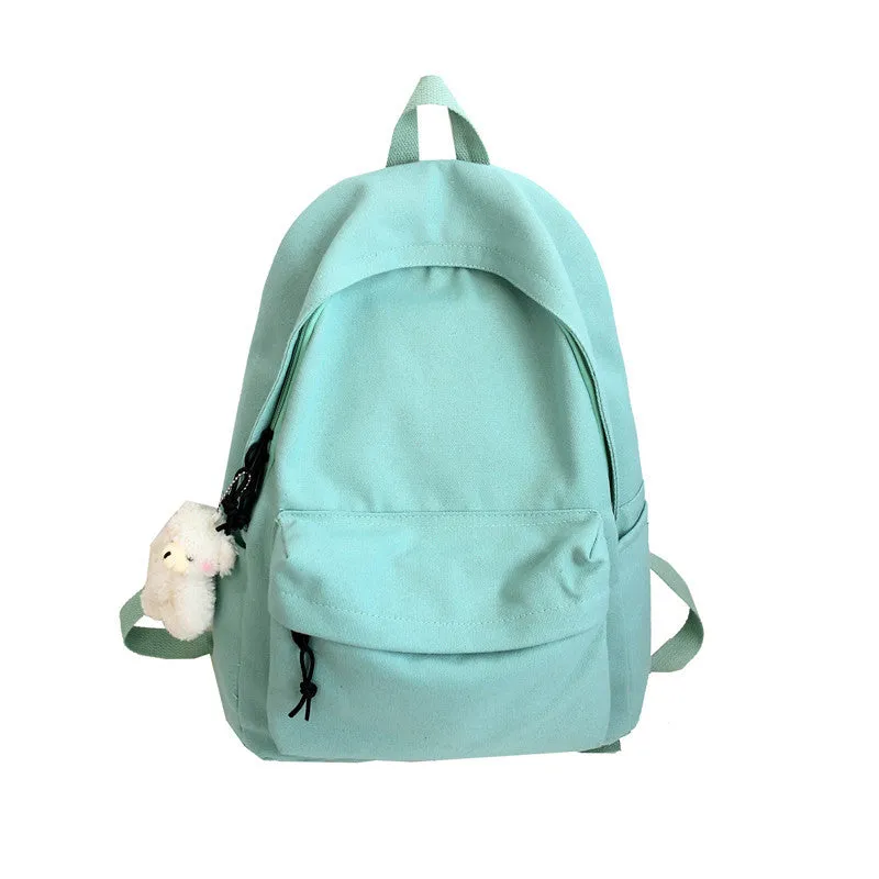Fashion Canvas Female Korean College Solid Backpacks