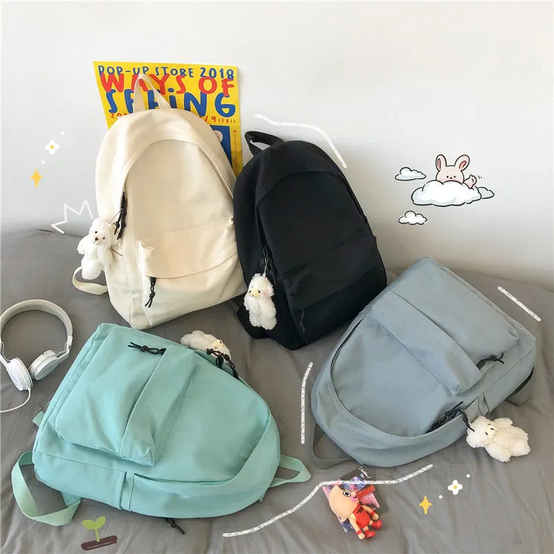 Fashion Canvas Female Korean College Solid Backpacks