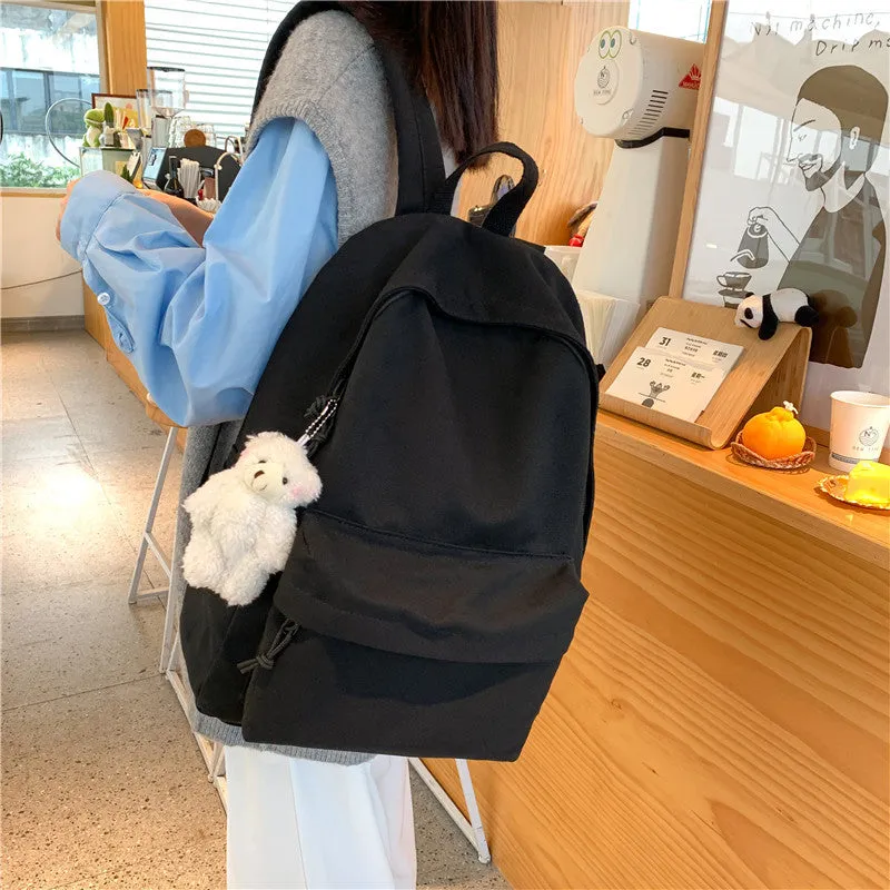 Fashion Canvas Female Korean College Solid Backpacks