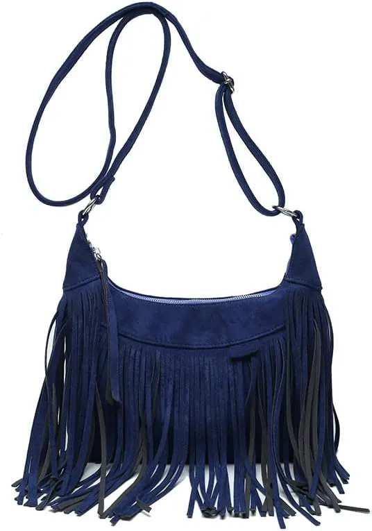 Fashion Tassel Cross-body Shoulder Tote Bag Women's PU Leather Tassel Cross-body Bag
