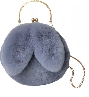 Fashionable Cute Plush Bunny Bag, Women'S Crossbody Handbag with Rabbit Ears Clip Bag