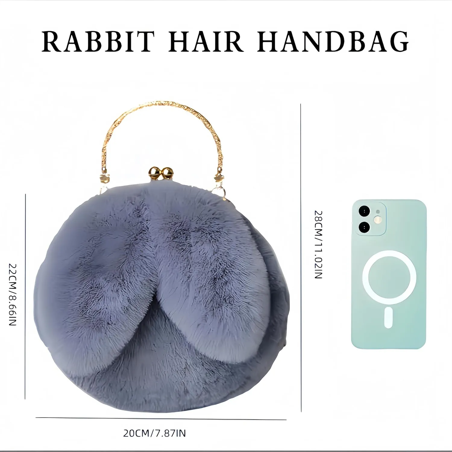 Fashionable Cute Plush Bunny Bag, Women'S Crossbody Handbag with Rabbit Ears Clip Bag