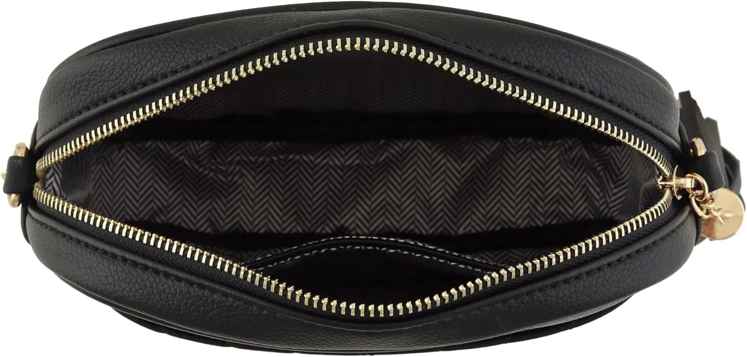 FashionPuzzle Chevron Quilted Crossbody Camera Bag with Chain Strap and Tassel
