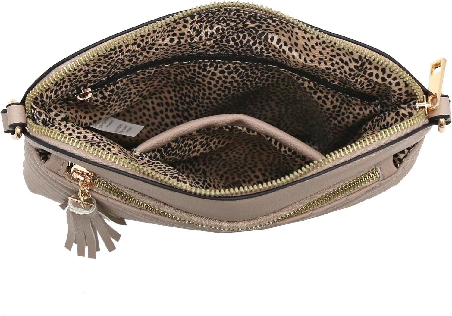 FashionPuzzle Chevron Quilted Medium Crossbody Bag with Tassel Accent