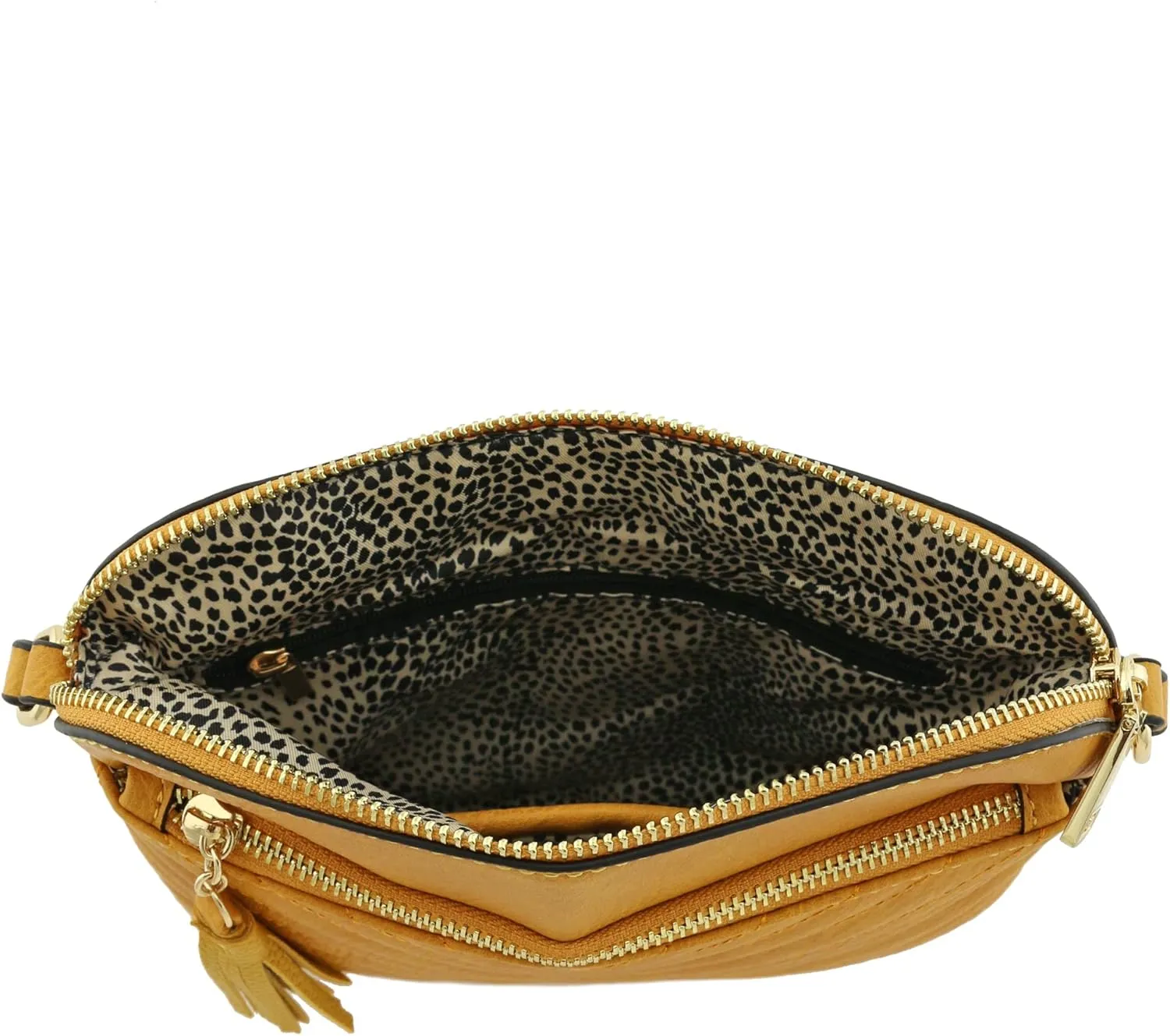 FashionPuzzle Chevron Quilted Medium Crossbody Bag with Tassel Accent