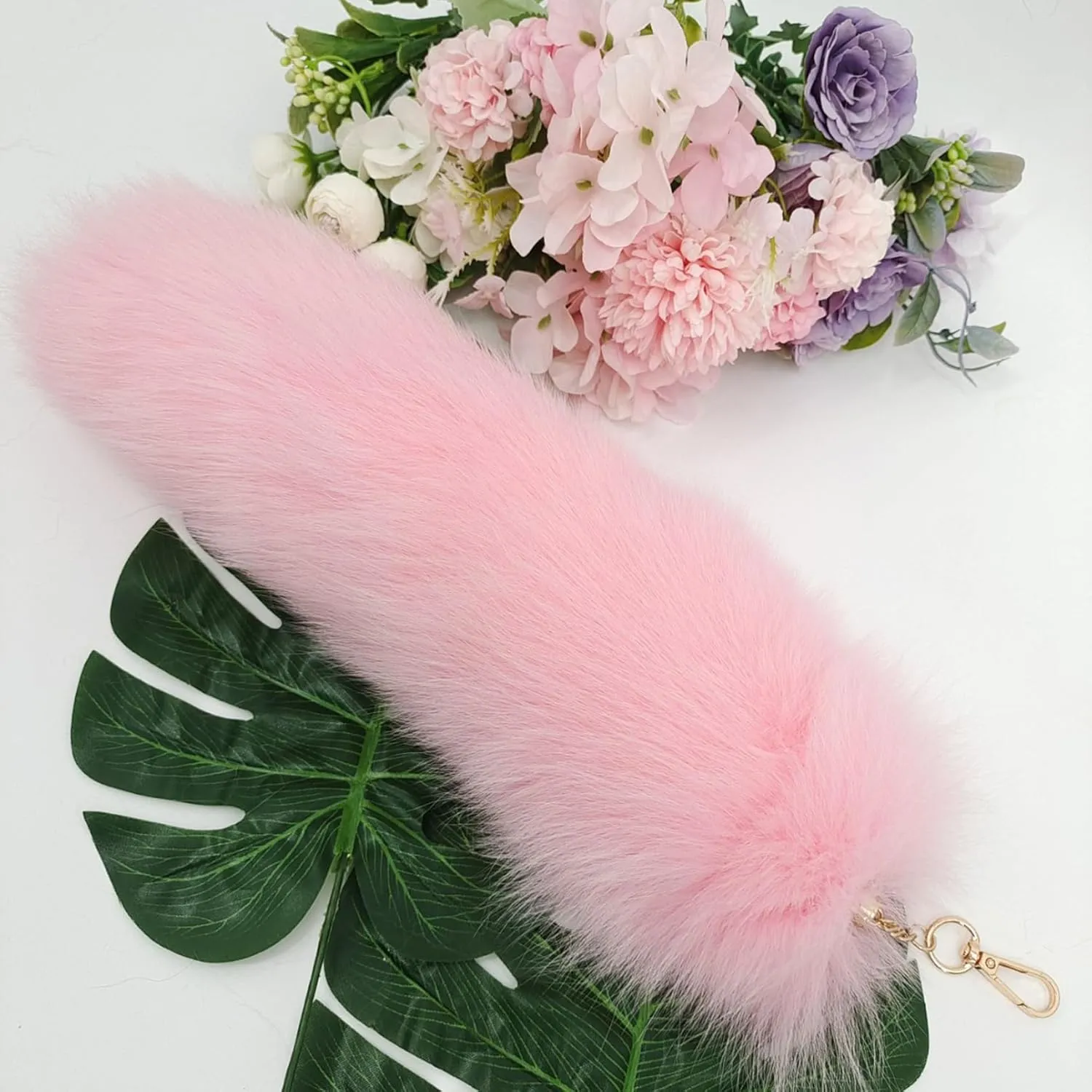 Faux Fox Tail Keychain Pendant Cosplay Costume Halloween Furry Fox Tails Handbag Accessory Key Chain Charm for Women