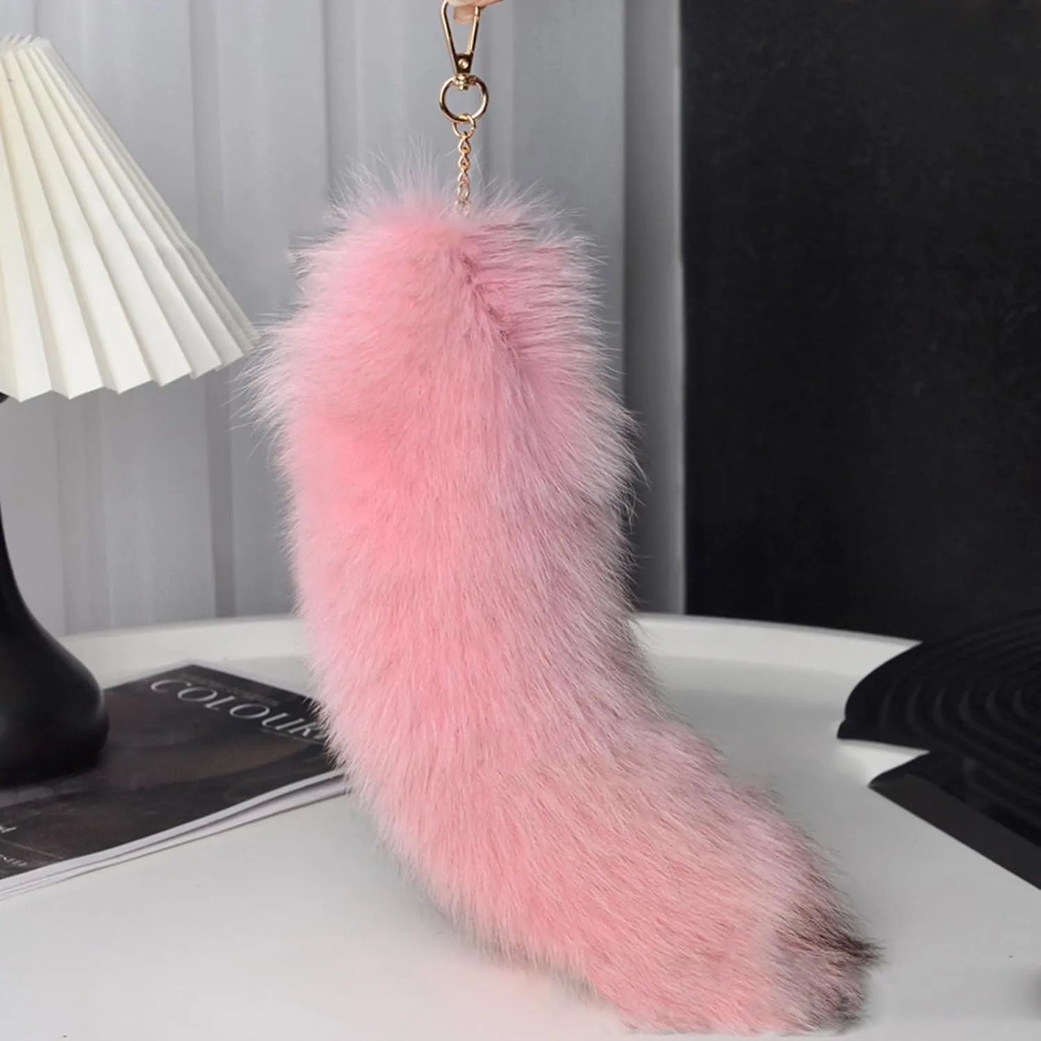 Faux Fox Tail Keychain Pendant Cosplay Costume Halloween Furry Fox Tails Handbag Accessory Key Chain Charm for Women