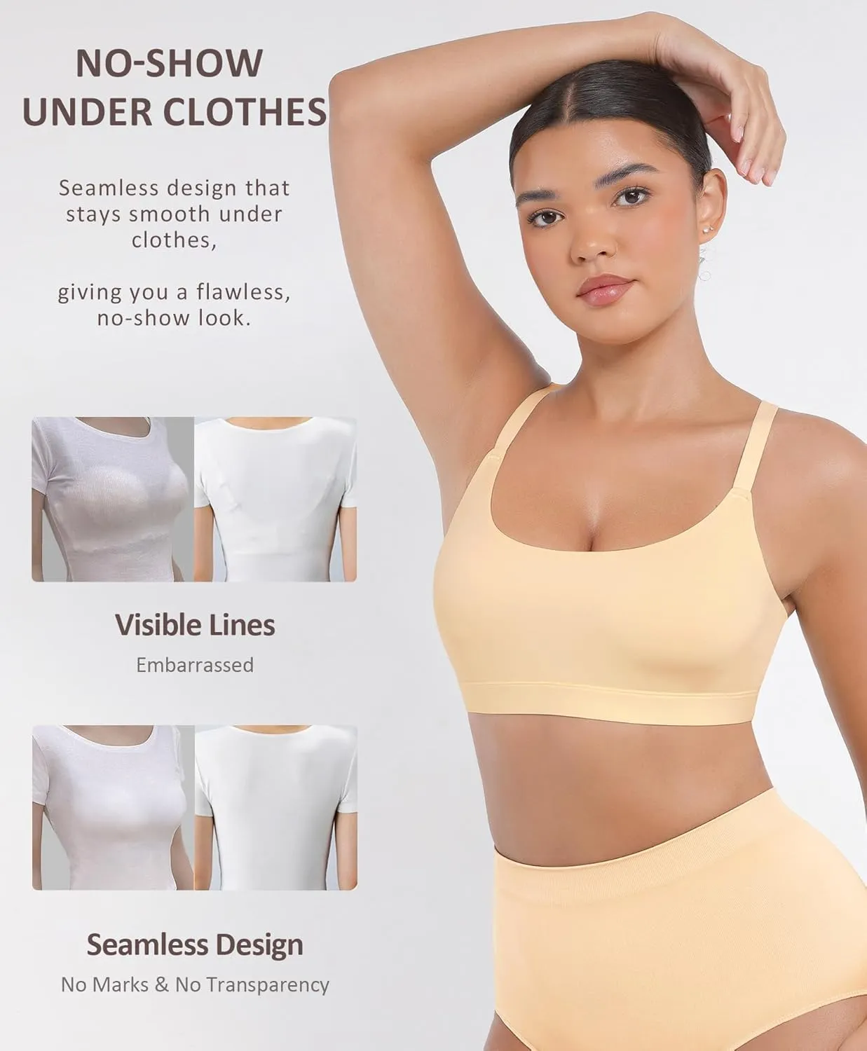 FeelinGirl Seamless Bras Wireless Bralettes for Women, No Wire Unlined Comfort Buttery Soft for Sleep Everyday Bras