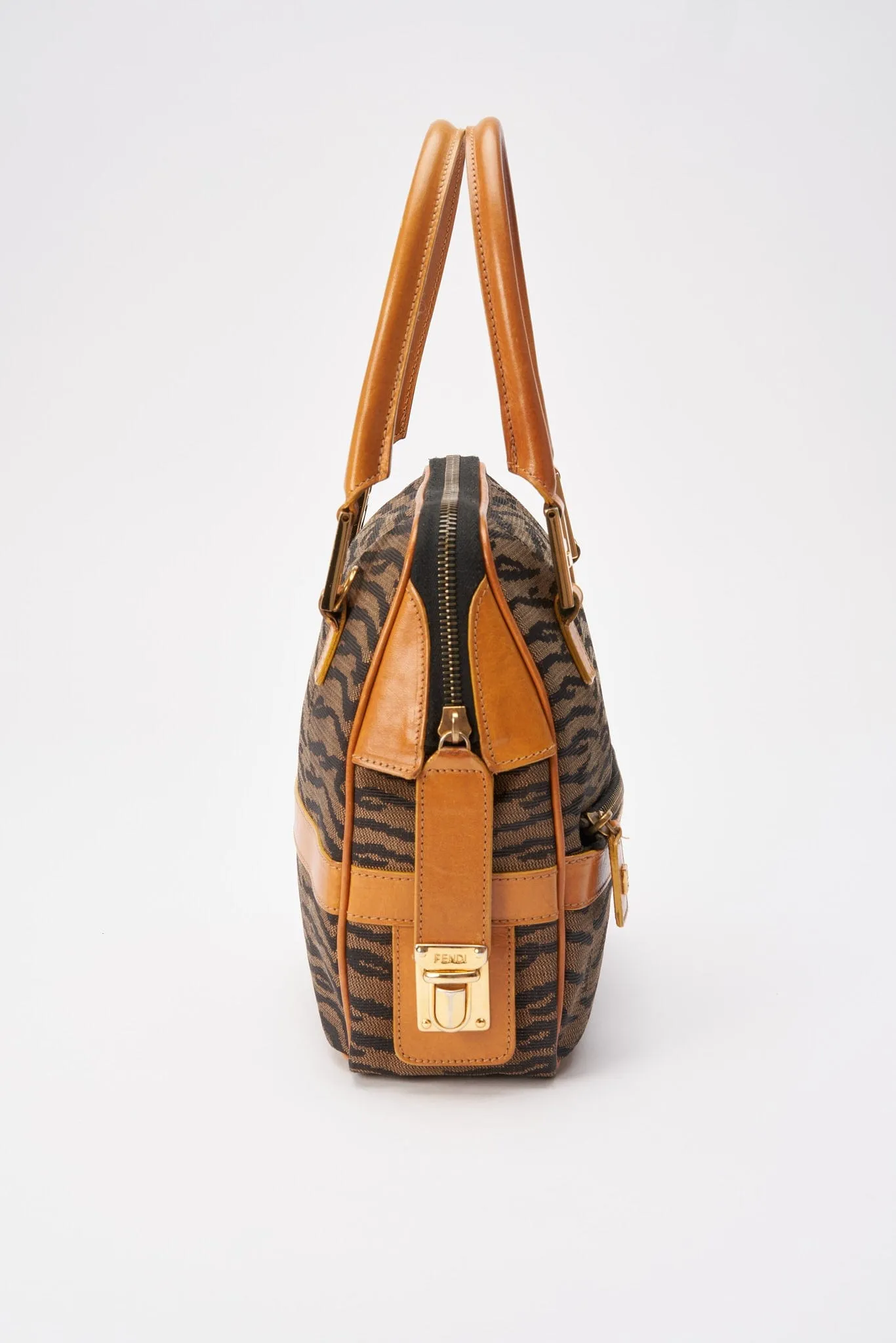 Fendi Vintage Animal Print Canvas Crossbody Bag