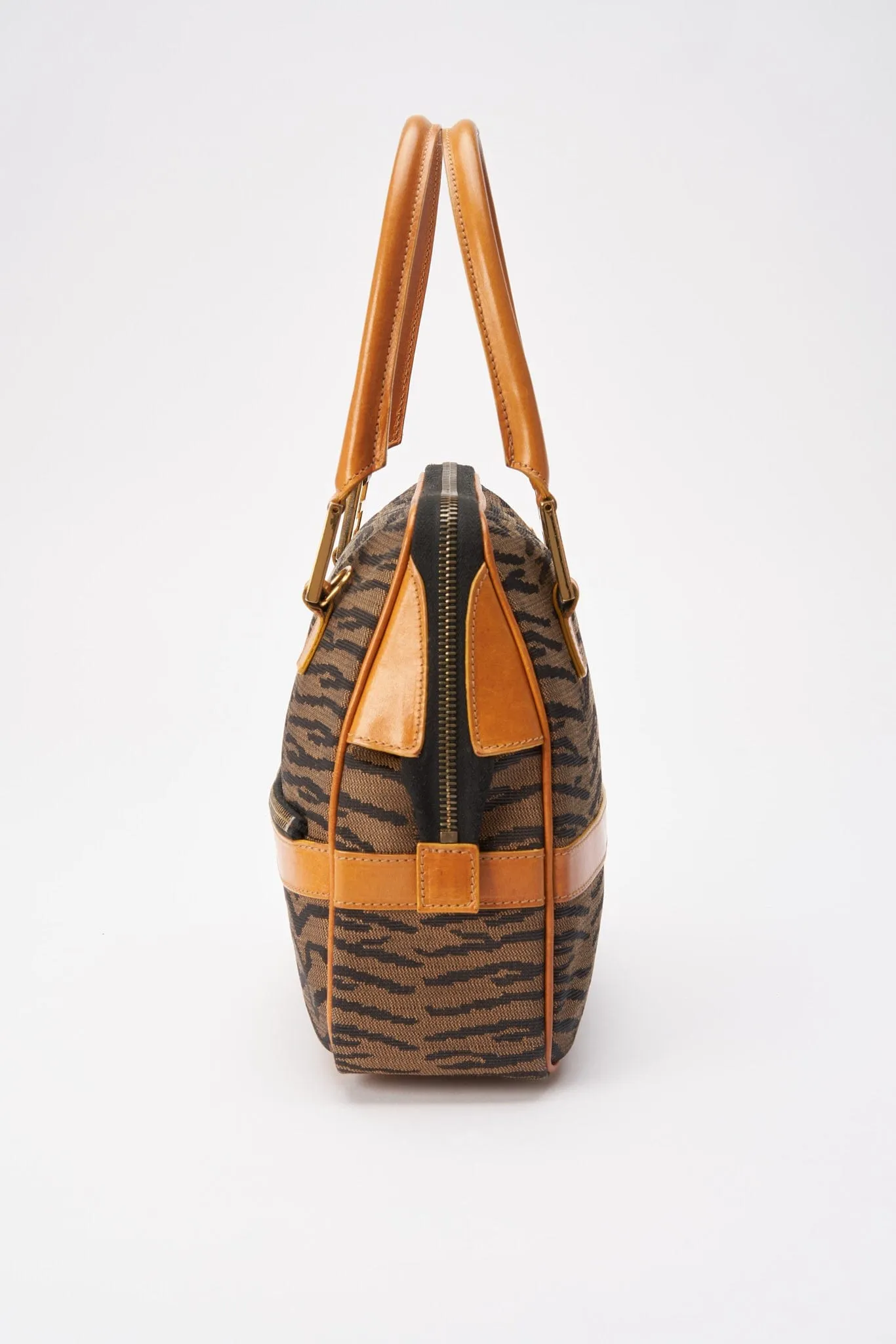 Fendi Vintage Animal Print Canvas Crossbody Bag