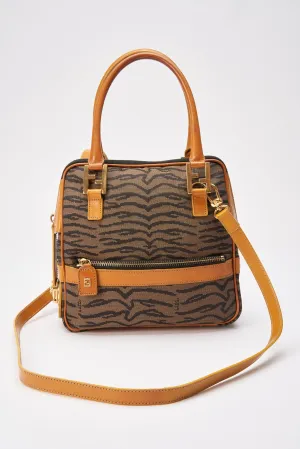 Fendi Vintage Animal Print Canvas Crossbody Bag