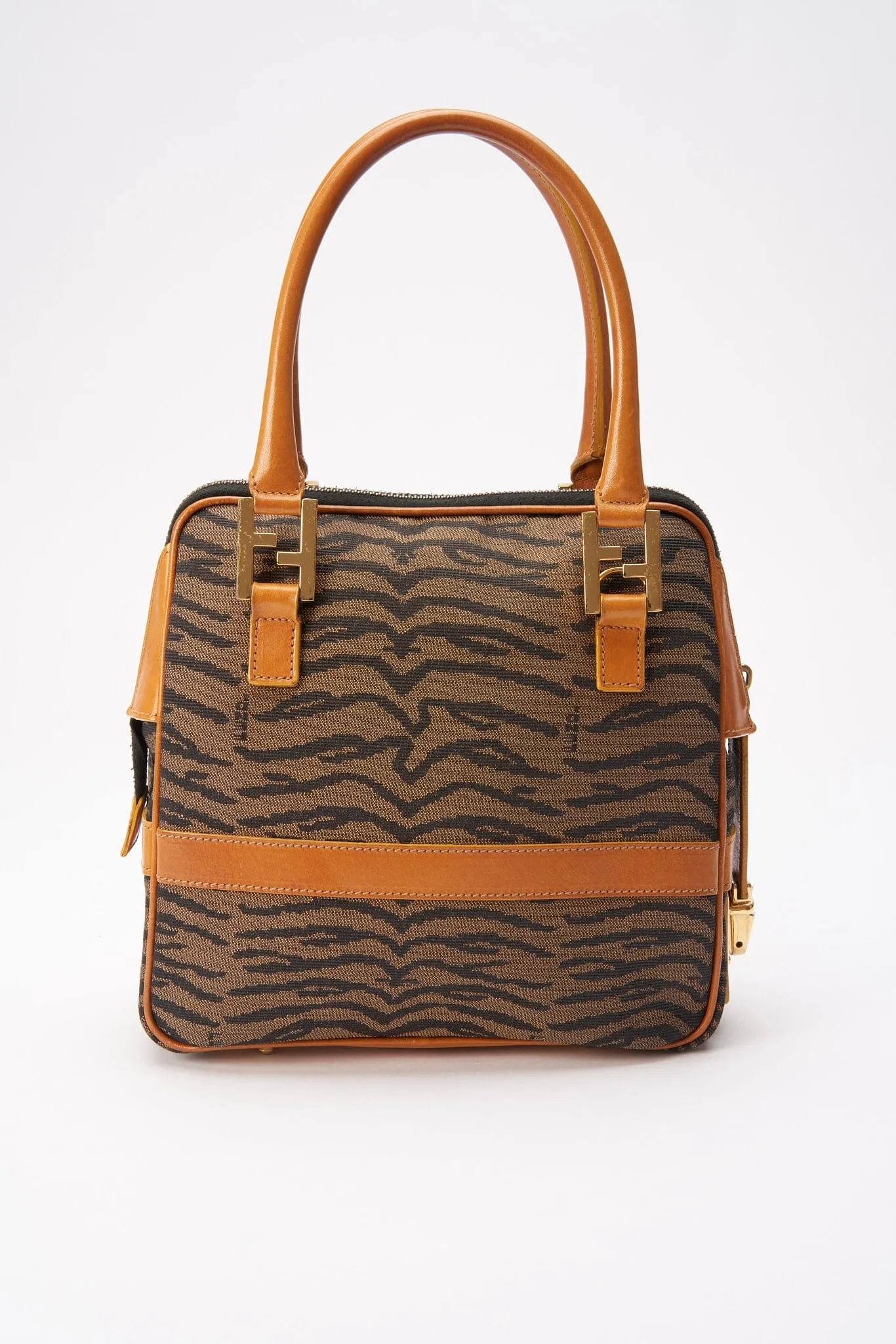 Fendi Vintage Animal Print Canvas Crossbody Bag