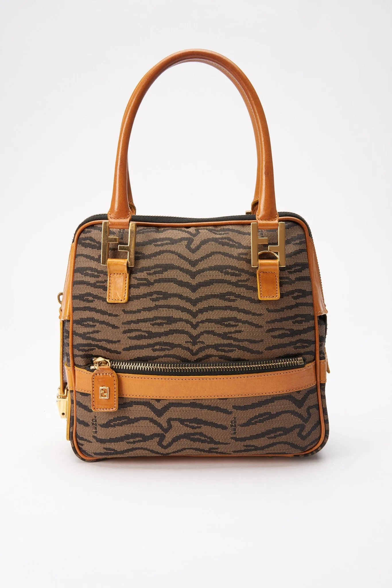 Fendi Vintage Animal Print Canvas Crossbody Bag