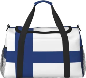 Finnish flag Print Everyday Use Travel Duffle Bag Large Capacity Travel Bag Stylish Functional Bag