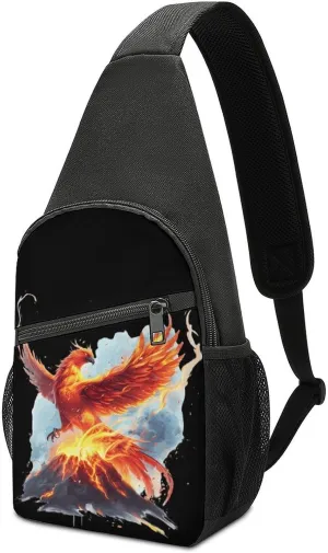 Fire Phoenixes Volcanoes Eruption Crossbody Sling Bags Chest Shoulder Backpack DayPack Handbag