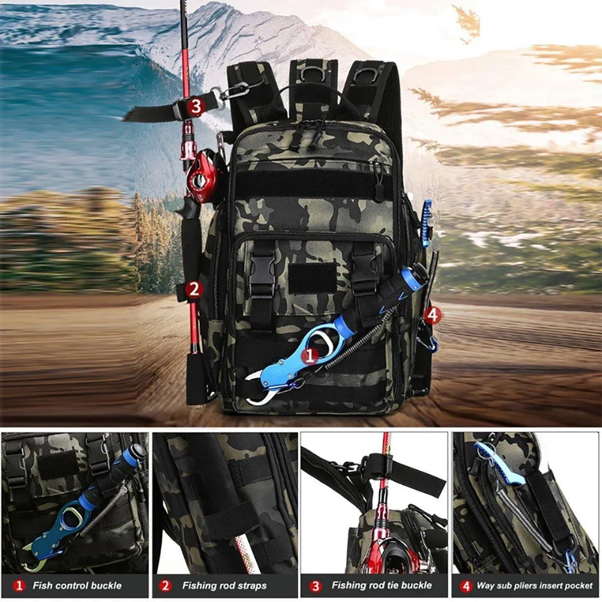Fishing Tackle Backpack Storage Bag Shoulder Fishing Gear Bags Outdoor Backpack