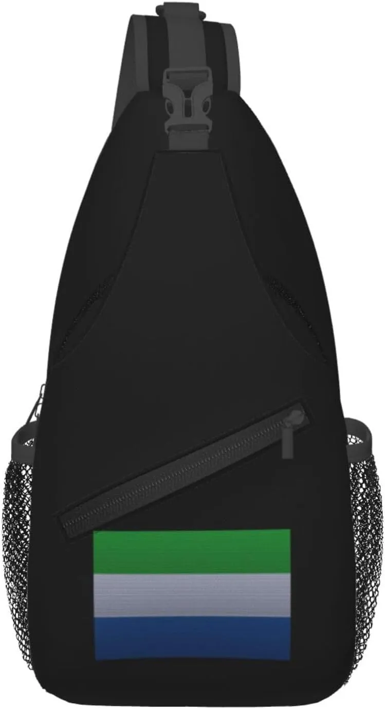 Flag Of Sierra Leone Knitting Effect Crossbody Bags For Women Men Chest Backpack Gym Shoulder Bag Travel Outdoor Sports Casual Crossbody Bags