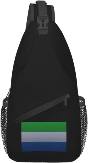 Flag Of Sierra Leone Knitting Effect Crossbody Bags For Women Men Chest Backpack Gym Shoulder Bag Travel Outdoor Sports Casual Crossbody Bags