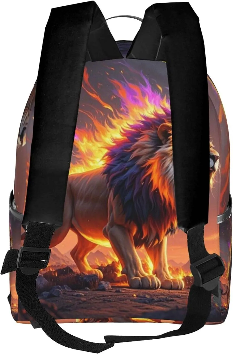 Flames Majestic Lion Adult Backpacks 14 Inch Laptop Backpack Double Shoulder Bag for Work Travel Gifts