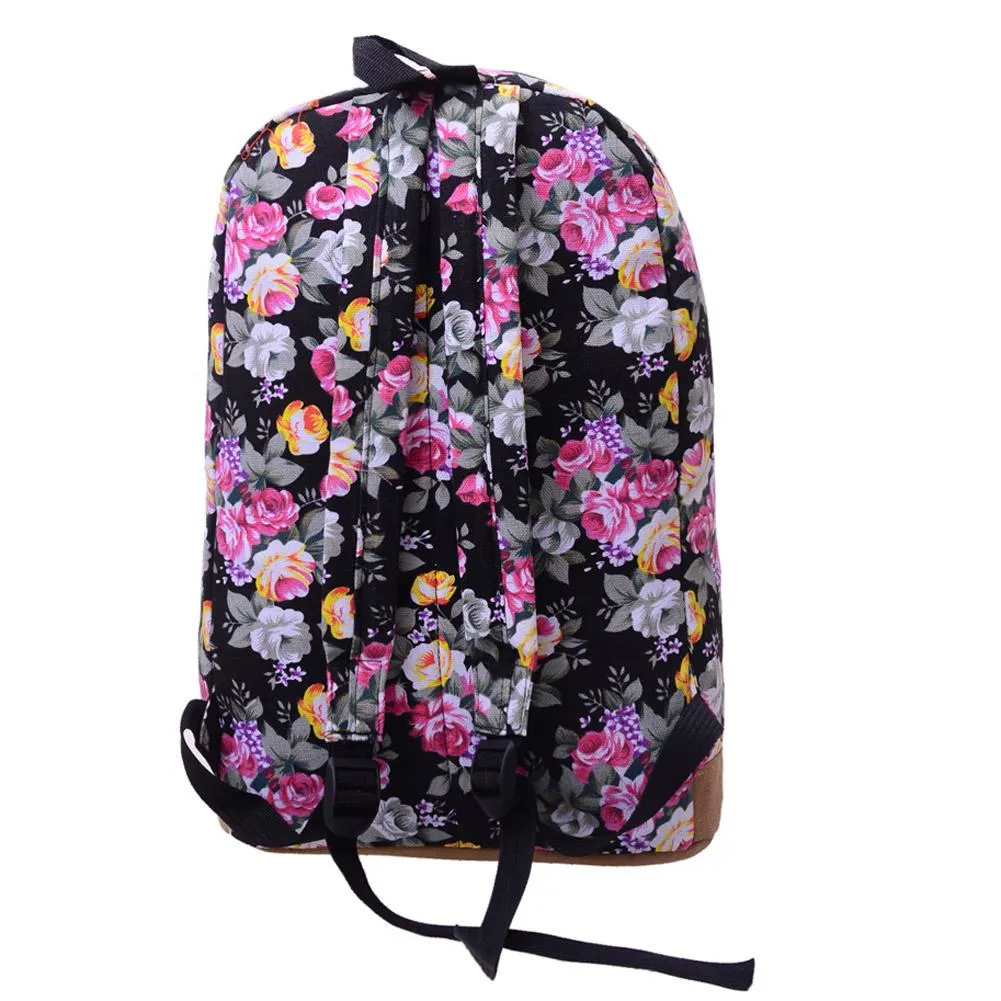 Floral Print Canvas Backpack