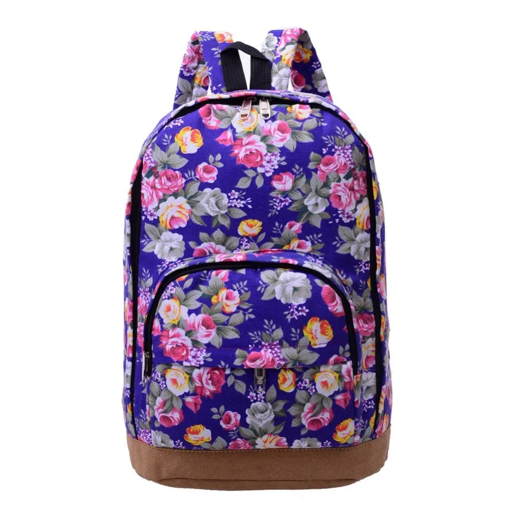 Floral Print Canvas Backpack