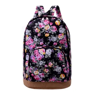 Floral Print Canvas Backpack