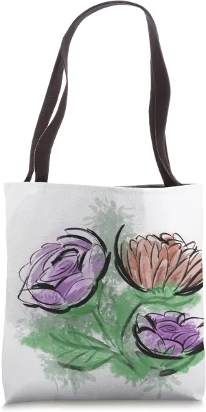 Floral print red and purple design Tote Bag