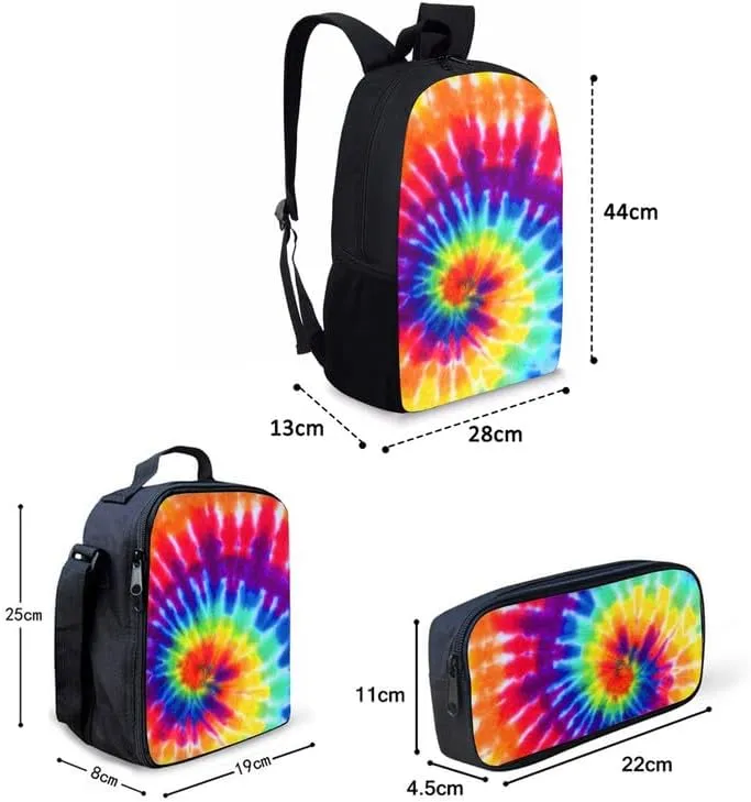 Fluid Art Painting Gradient Designed Boys Kids Teens Backpack Set Liquid Hand Drawing 3 Pcs Bags with Lunch Box and Pencil Case for School Sport Travel