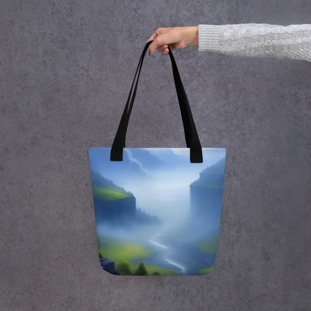 Foggy River - Digital Art - Tote bag
