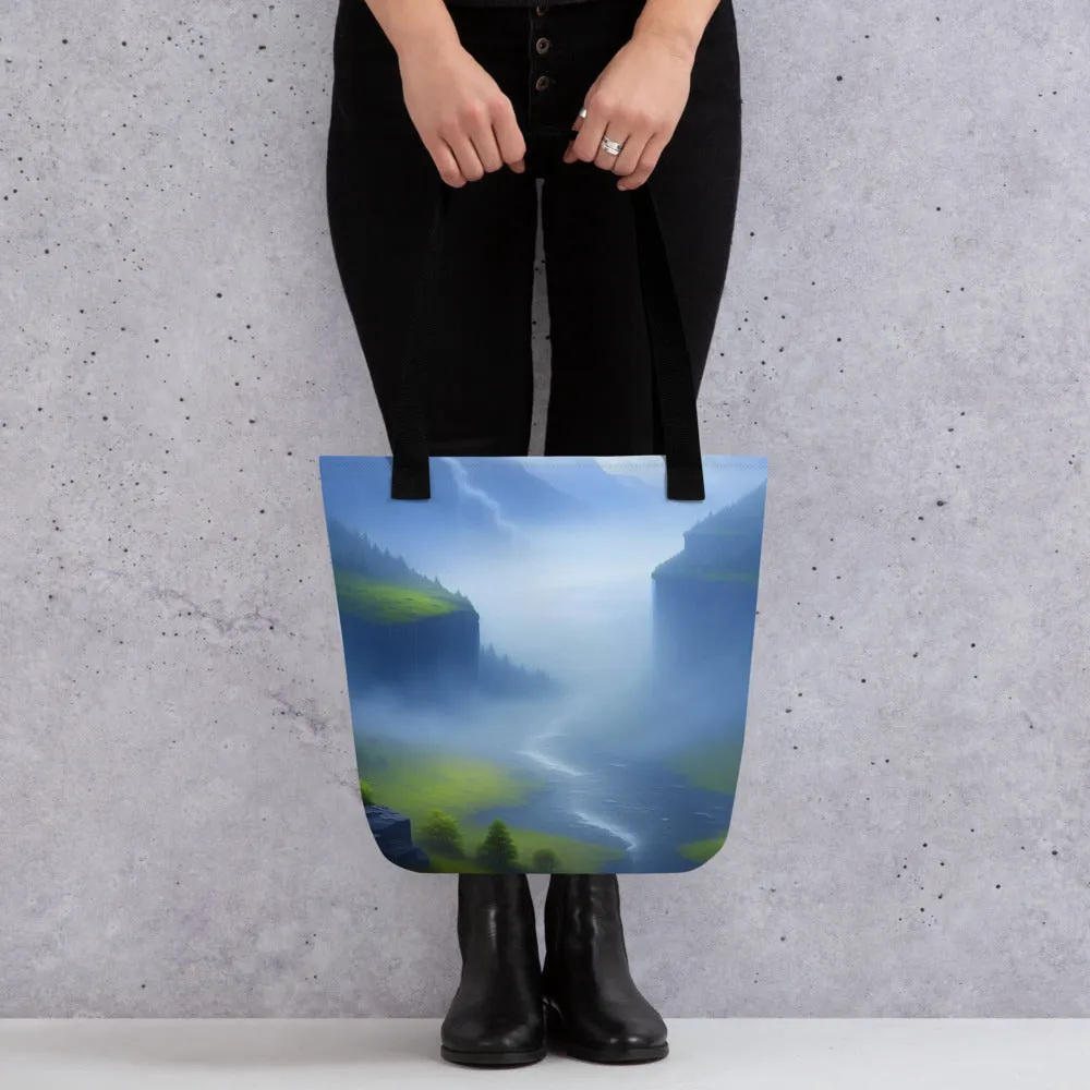 Foggy River - Digital Art - Tote bag