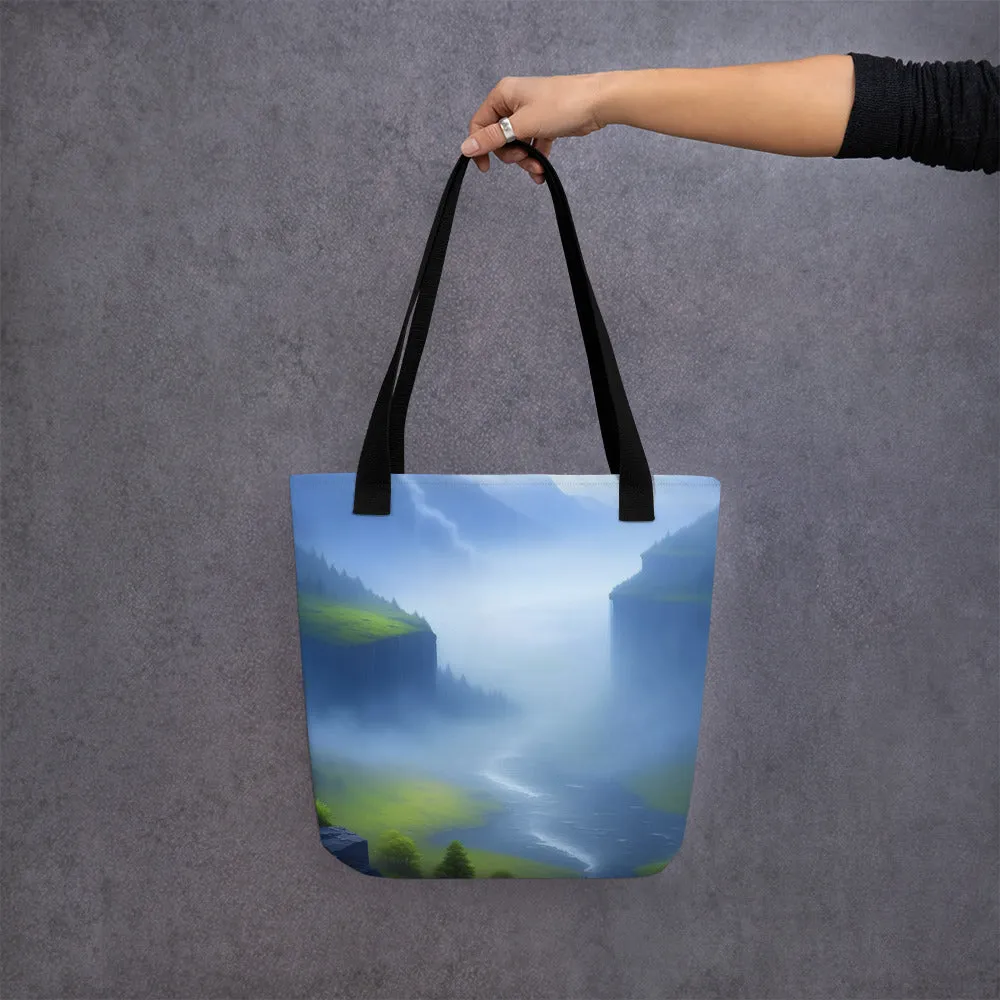 Foggy River - Digital Art - Tote bag
