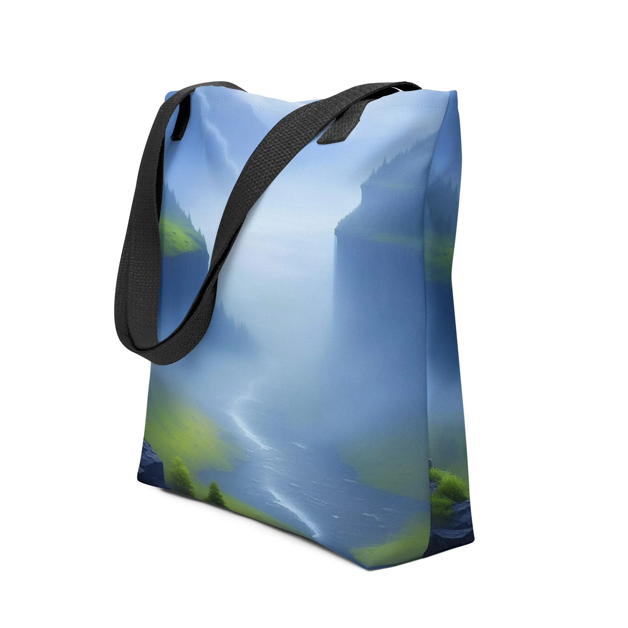 Foggy River - Digital Art - Tote bag