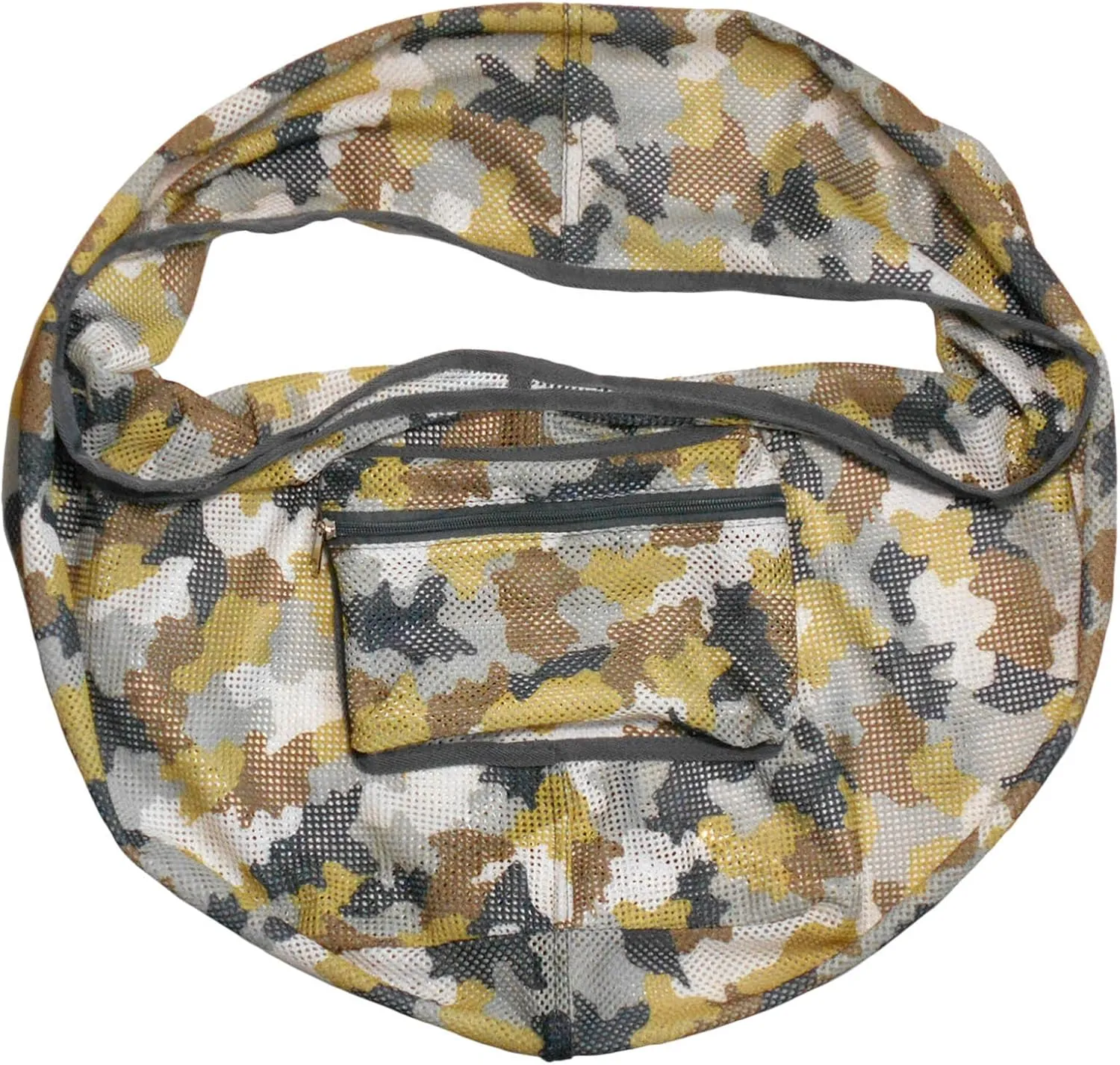 Foldable Camouflage Print Mesh Dog/Cat Carrier Crossbody Sling Bag Medium Size (Ideal for Dog/cat Below 7kgs /15.5lbs) (Camouflage Tan)