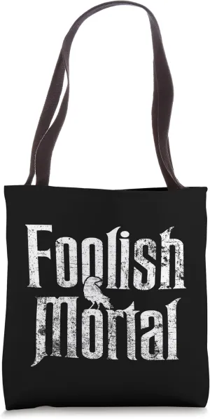 Foolish Mortal Raven White Print Tote Bag