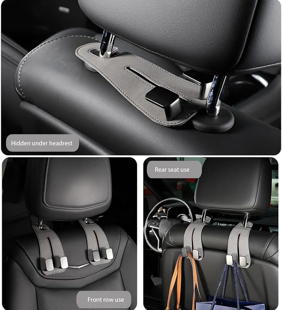 for Citroen Ds7 Ds7 Crossback 2018 2019 2020 Car Seat Hooks,Car Storage Hooks Back Seat Headrest Hanger Backrest Hooks for Bags, Purses, Handbags,D Grey