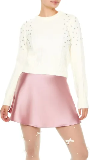 Forever 21 Women's Faux Gem Cable Knit Sweater