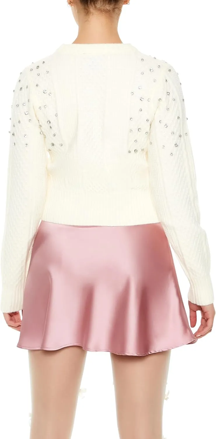 Forever 21 Women's Faux Gem Cable Knit Sweater