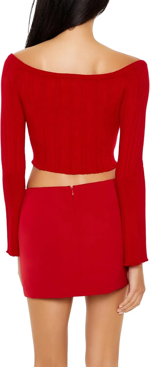 Forever 21 Women's Off-The-Shoulder V-Hem Sweater