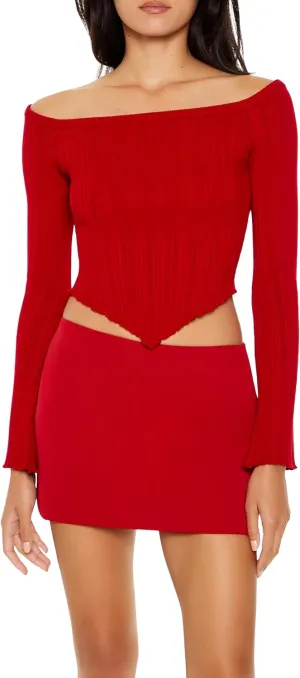 Forever 21 Women's Off-The-Shoulder V-Hem Sweater