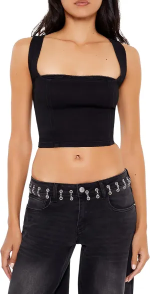 Forever 21 Women's Sweetheart Denim Crop Top