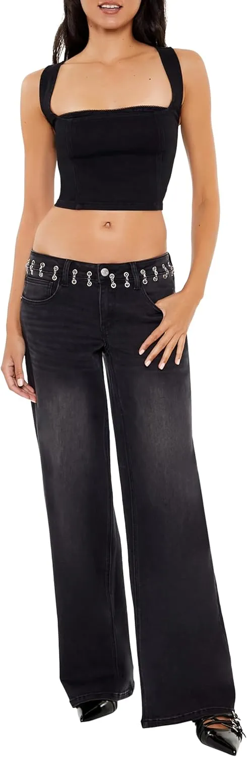 Forever 21 Women's Sweetheart Denim Crop Top