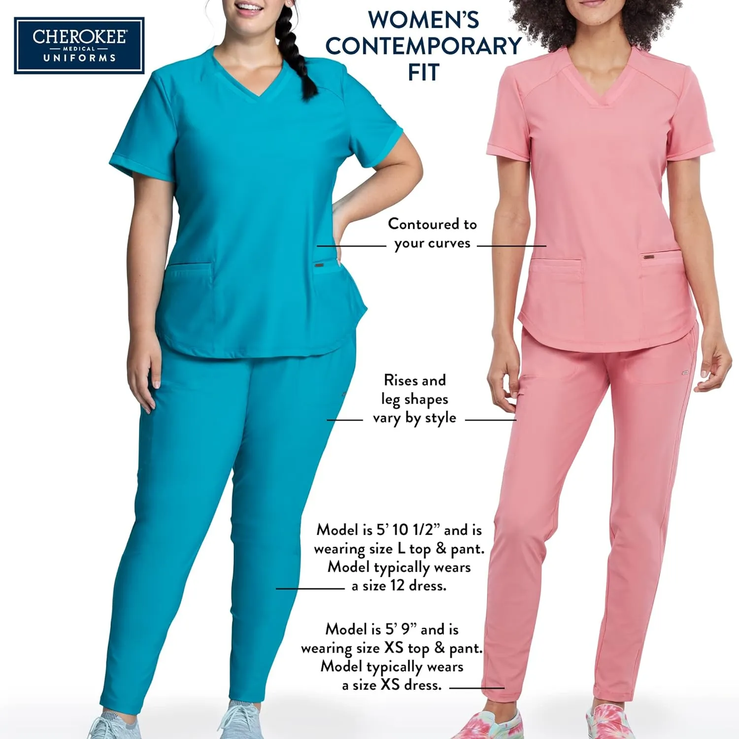 Form Scrubs for Women, Stretchy V-Neck Knit Scrub Top CK840