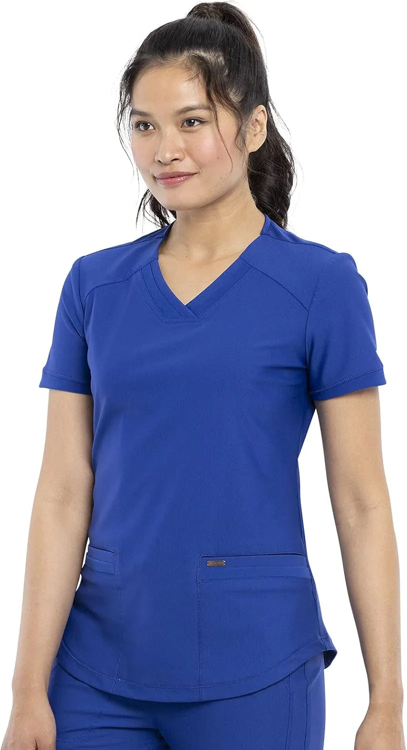 Form Scrubs for Women, Stretchy V-Neck Knit Scrub Top CK840