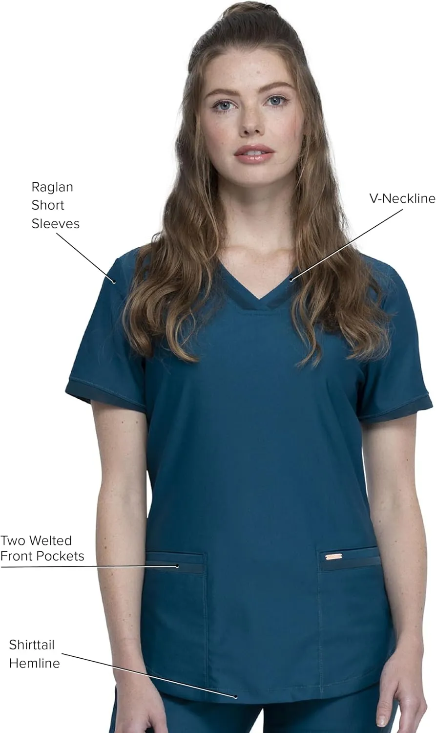 Form Scrubs for Women, Stretchy V-Neck Knit Scrub Top CK840